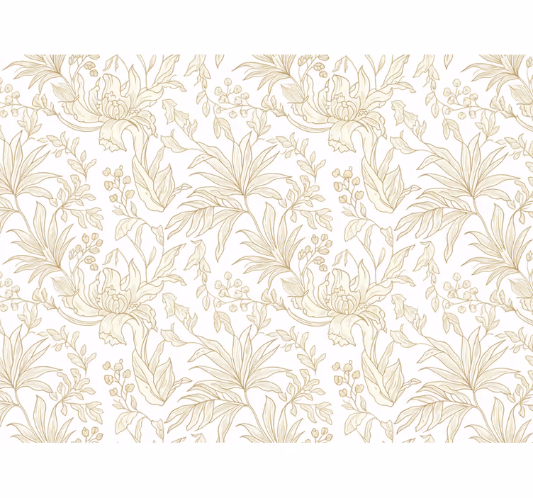 Papier peint feuillage floral beige jungle - TenStickers