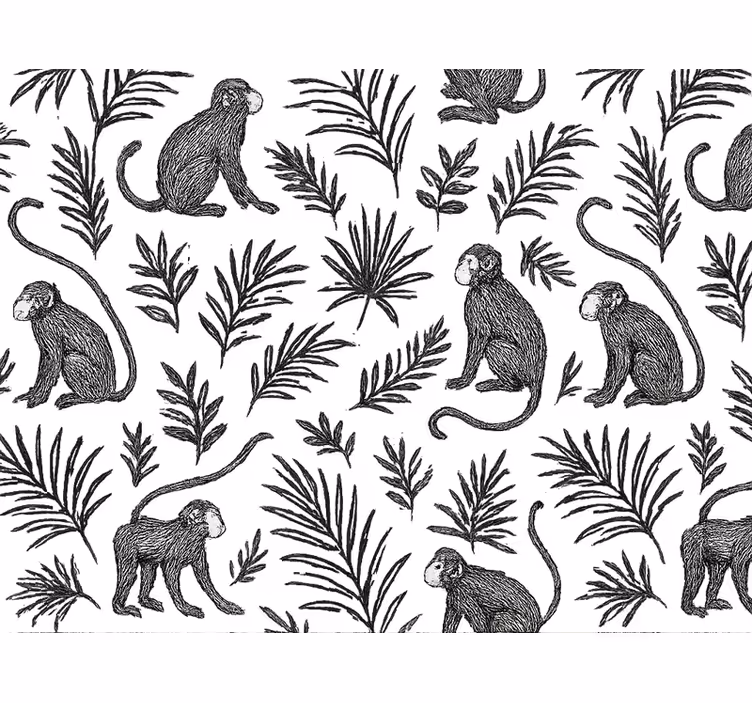 Papier peint chambre adulte design singe noir et blanc - TenStickers