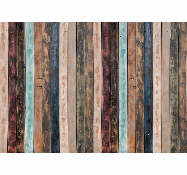 Papier peint rustique planches verticales colorées - TenStickers