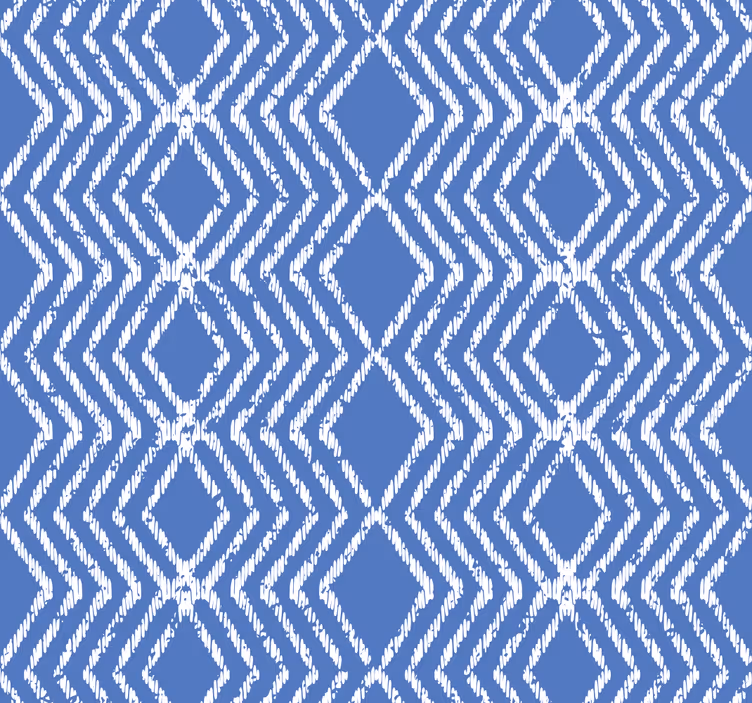 Papier peint bleu motif zigzag - TenStickers