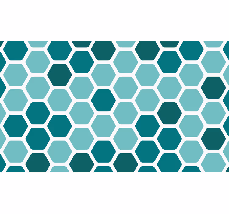 Papier peint bleu motif hexagones turquoise - TenStickers