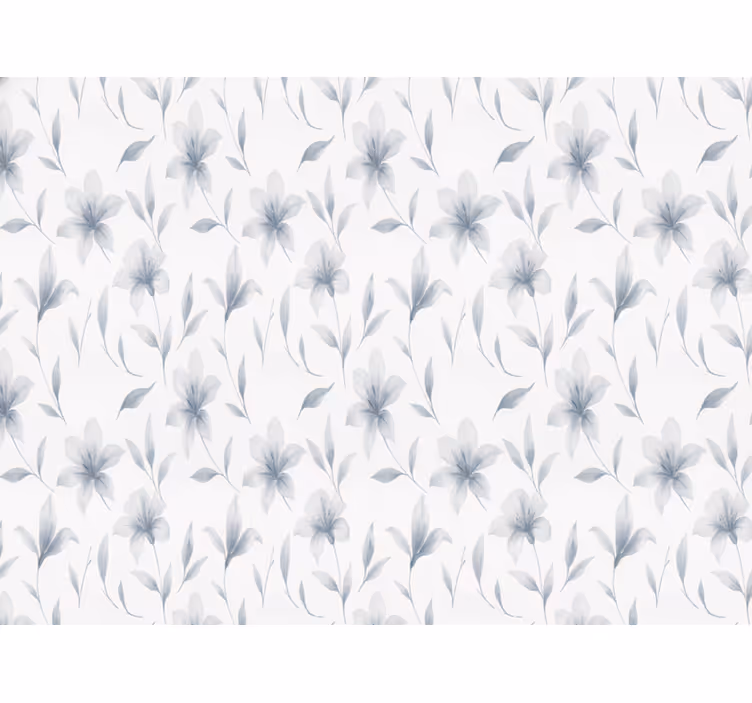 Papier peint blanc fleurs de lys aquarelle - TenStickers
