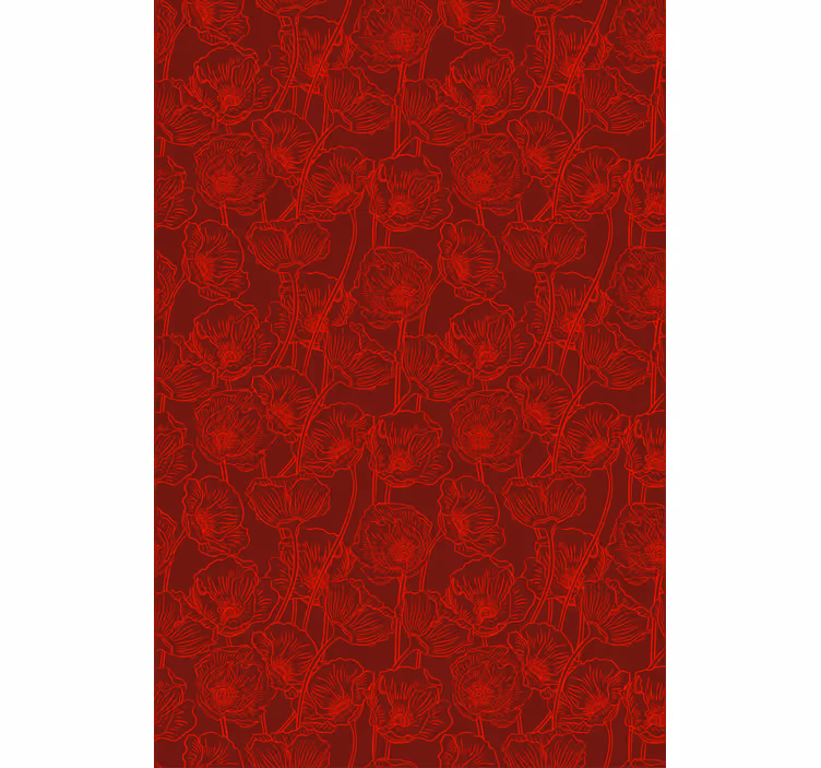 Papier peint rouge coquelicots artistiques avec tiges - TenStickers