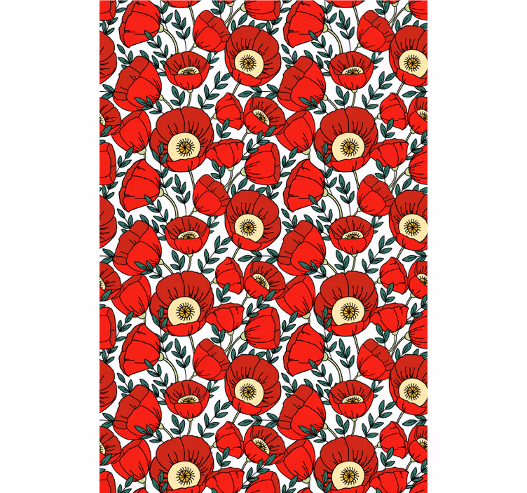 Papier peint rouge coquelicots rouges classiques - TenStickers