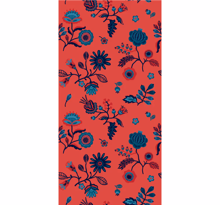 Papier peint rouge motif traditionnel polonais coloré - TenStickers