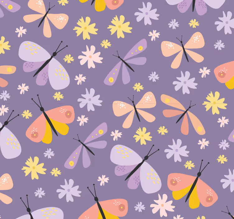 Papier peint salle de bain avec papillons - TenStickers