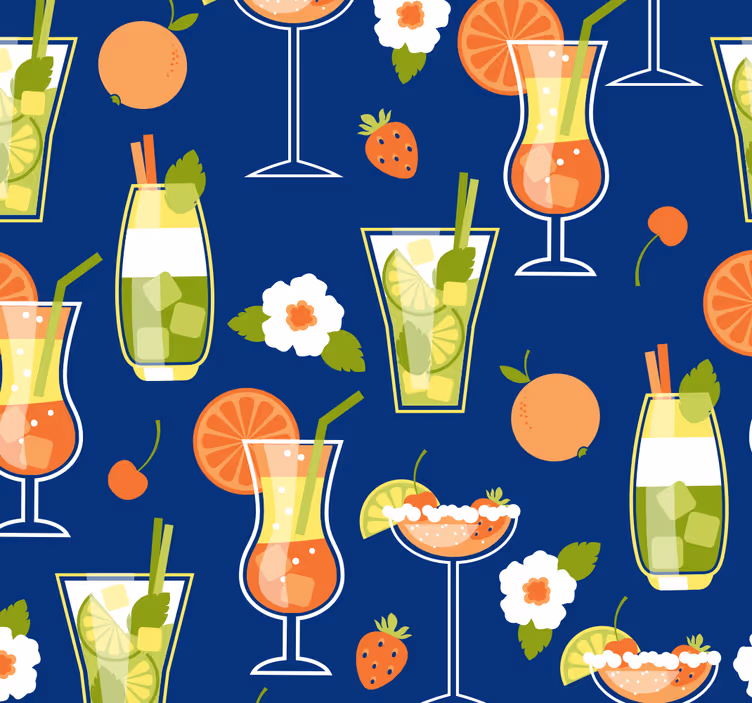 Papier peint art motifs de cocktails - TenStickers