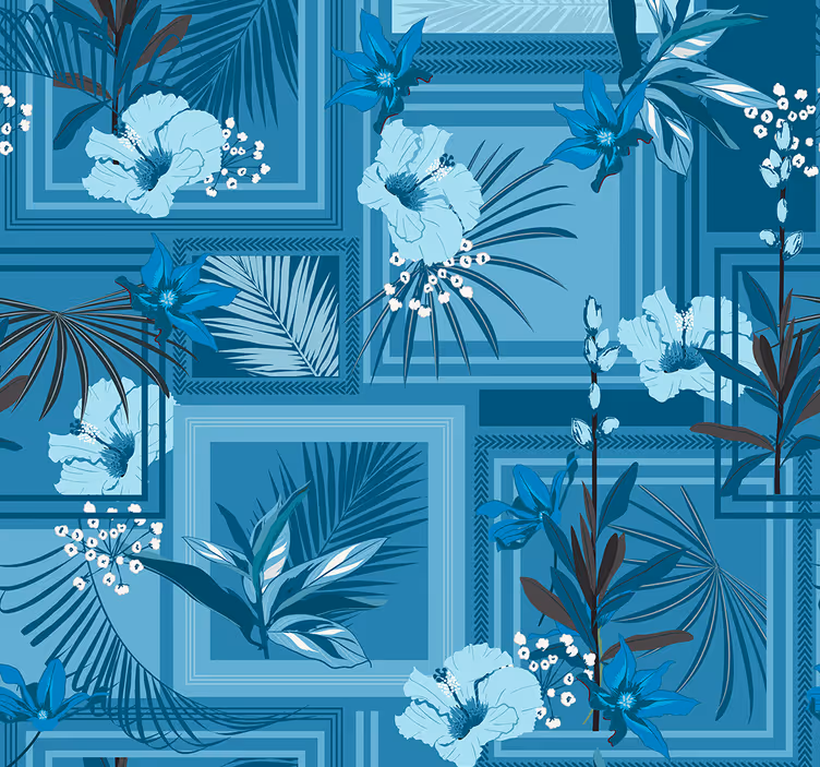 Papier peint fleuri géométrie florale - TenStickers