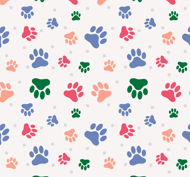 Papier peint chiens décor de motif de patte - TenStickers