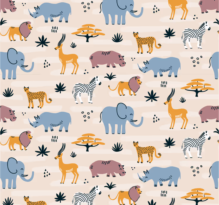 Papier peint animaux ensemble safari animal - TenStickers