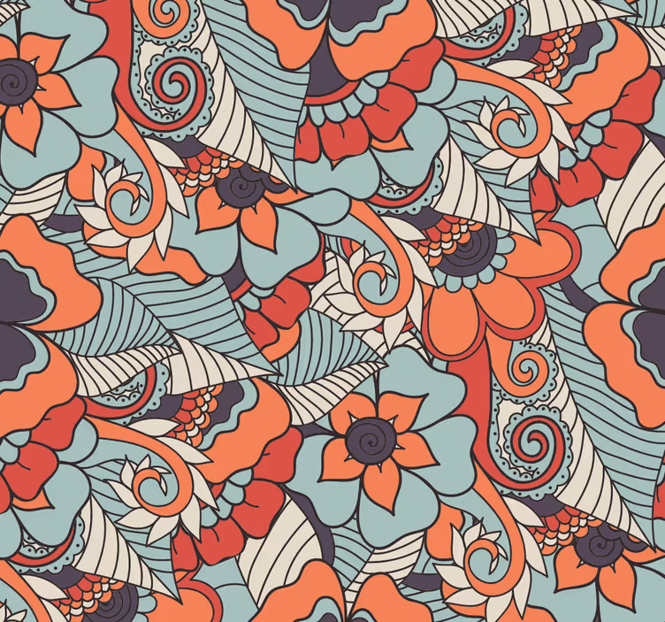 Papier peint fleuri motif vibrant - TenStickers