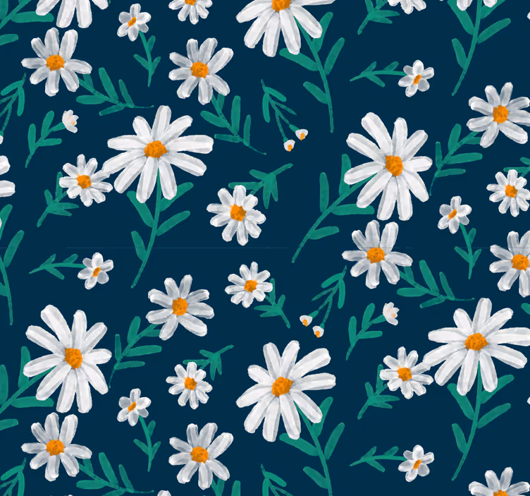Papier peint floral motif marguerite - TenStickers