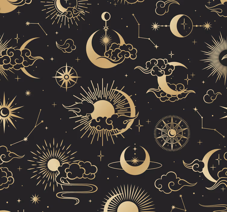 Papier peint étoiles dorées style nuages - TenStickers