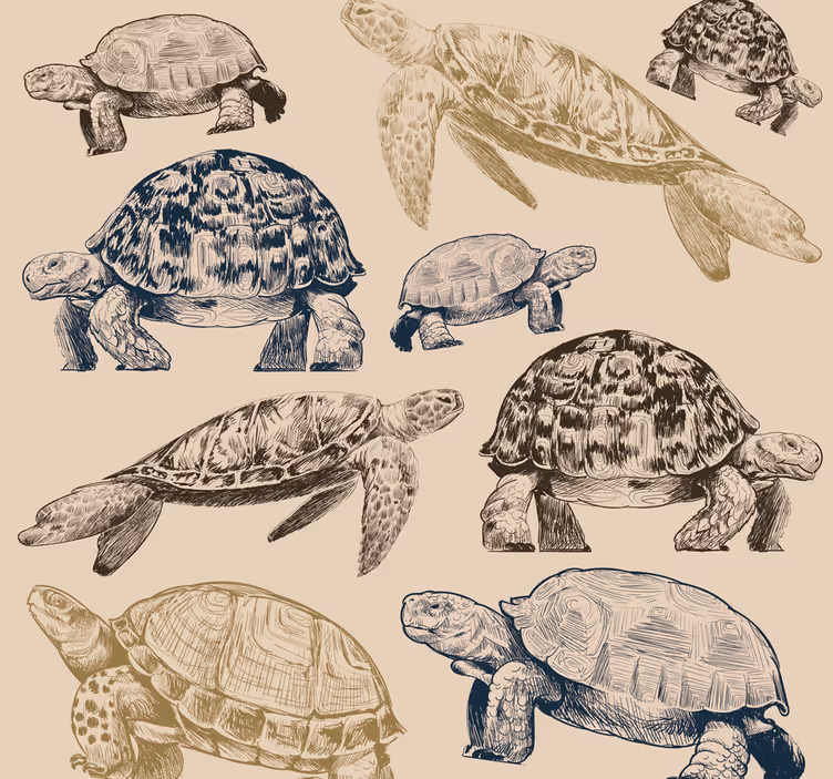 Papier peint chambre tortues beige - TenStickers