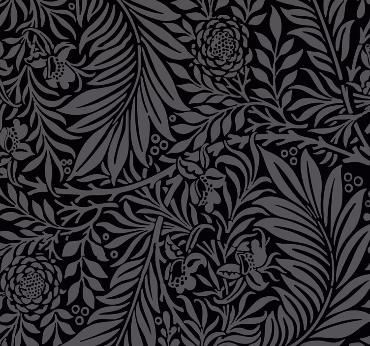 Papier peint salon feuilles botaniques noires - TenStickers