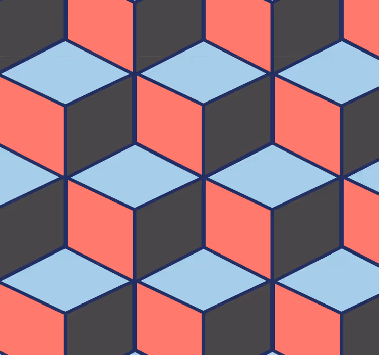 Papier peint formes géometriques illusion cubique - TenStickers