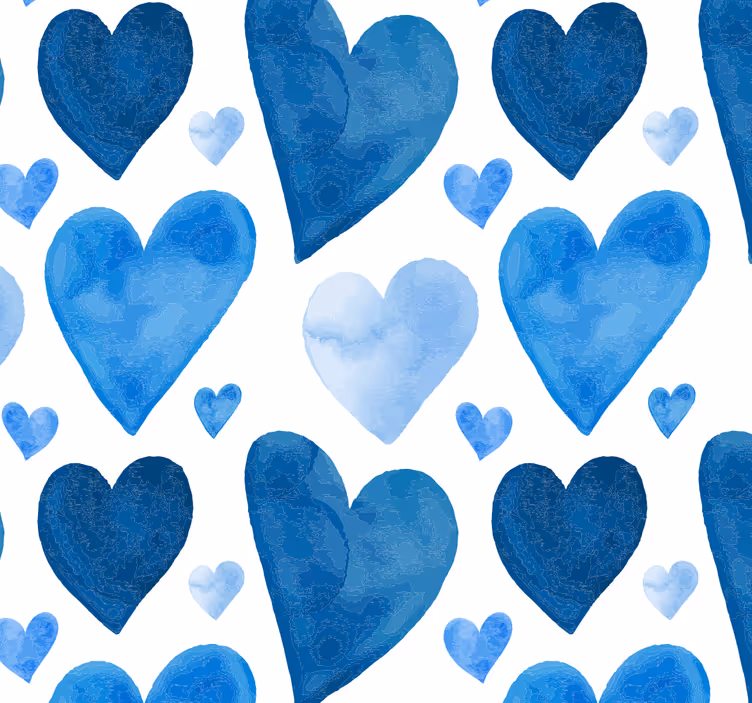 Papier peint cuisine cœurs bleus en aquarelle - TenStickers
