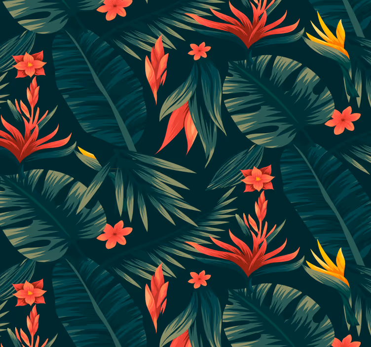 Papier peint salon flore tropicale - TenStickers