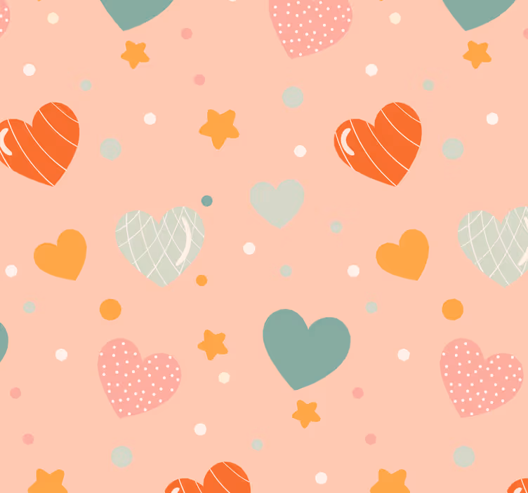 Papier peint chambre bébé motif coeurs et étoiles - TenStickers