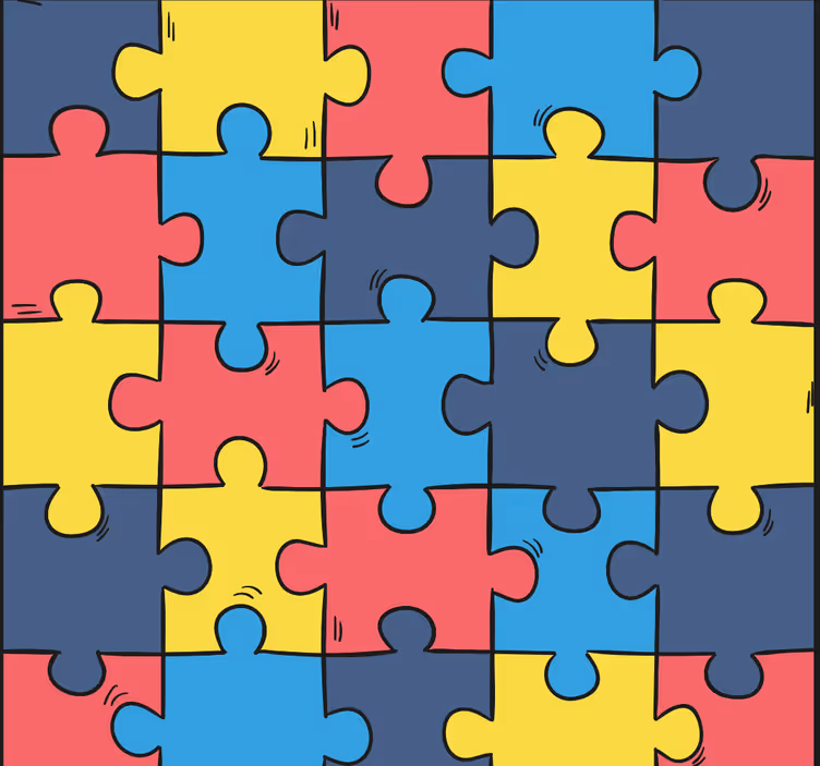 Papier peint chambre puzzle arc en ciel - TenStickers