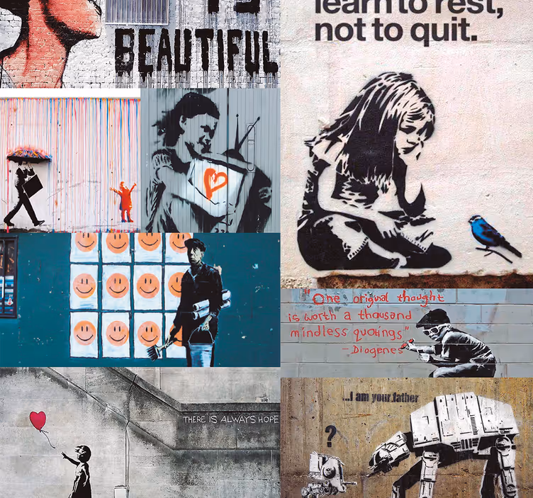Papier peint abstrait Assemblage Banksy - TenStickers