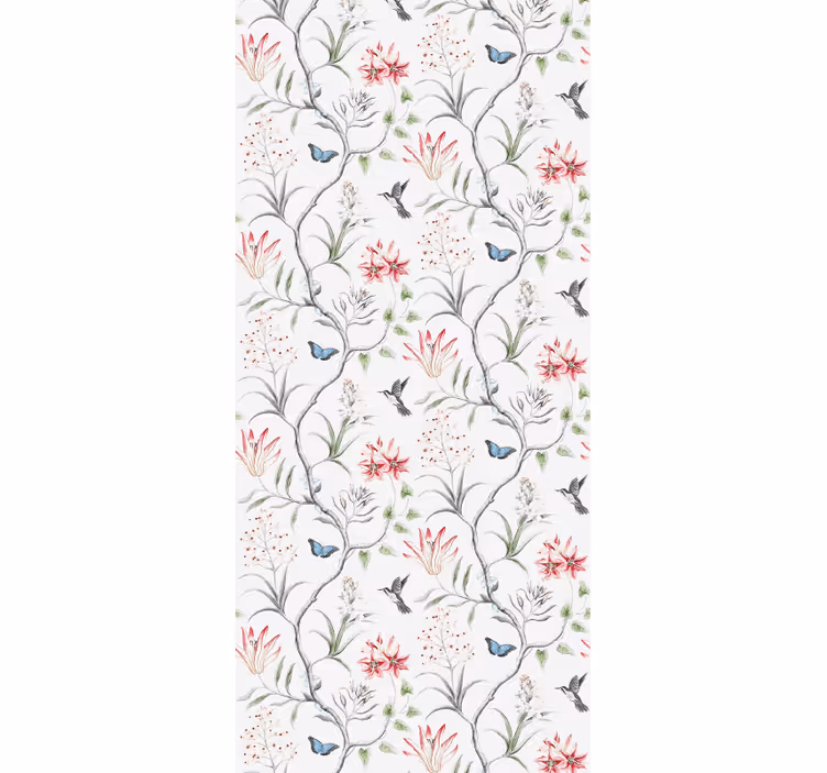 Papier peint fleuri motif d'oiseau floral - TenStickers