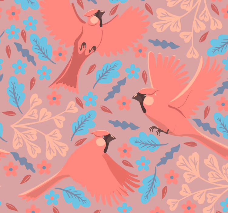 Papier peint oiseaux et feuilles d'arbres - TenStickers