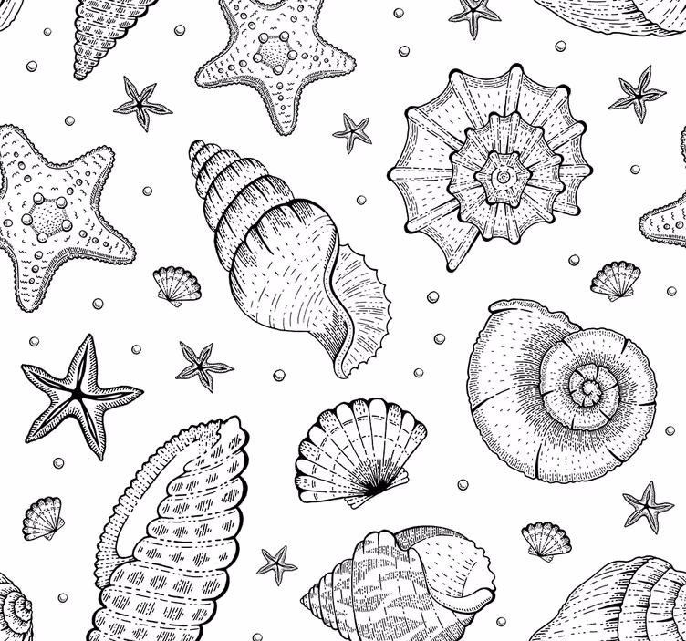 Papier peint nature modèles de coquillages - TenStickers