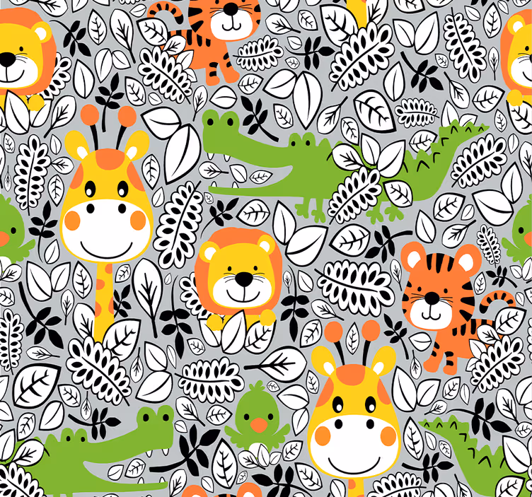 Papier peint animaux safari amusant - TenStickers