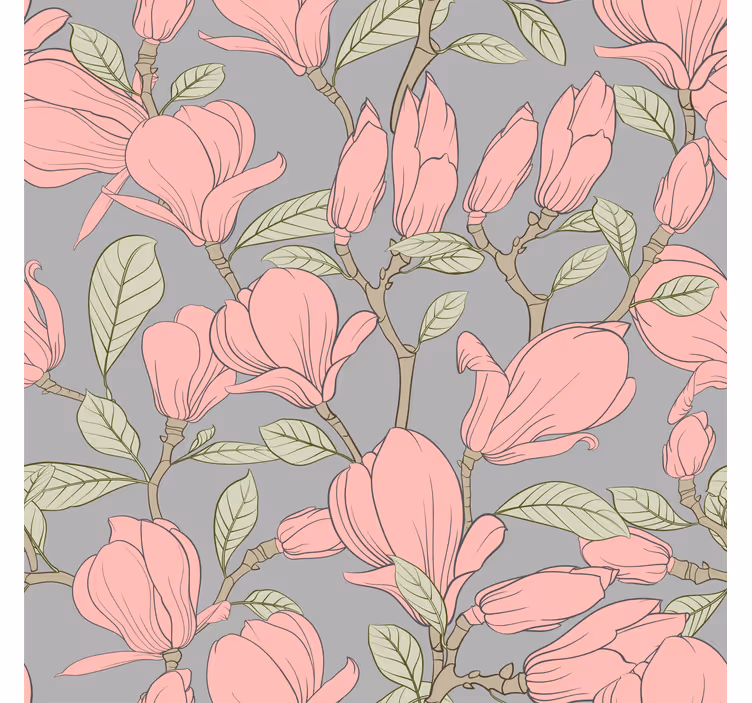 Papier peint floral magnolias floraux - TenStickers