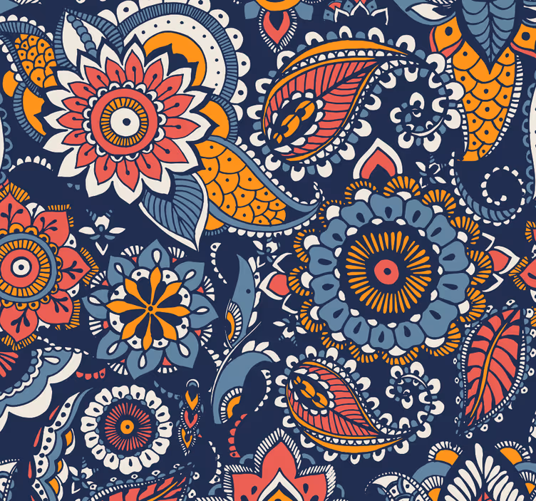 Papier peint ornemental cachemire ornemental en motif - TenStickers