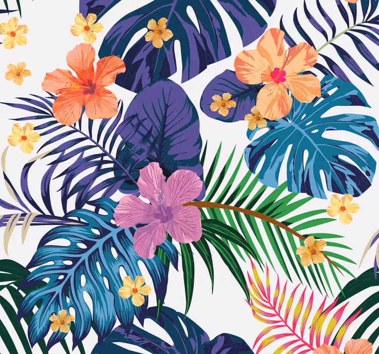 Papier peint fleur Fleurs colorées hawaïennes - TenStickers