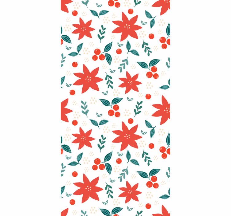 Papier peint Noël motif de poinsettias festif - TenStickers