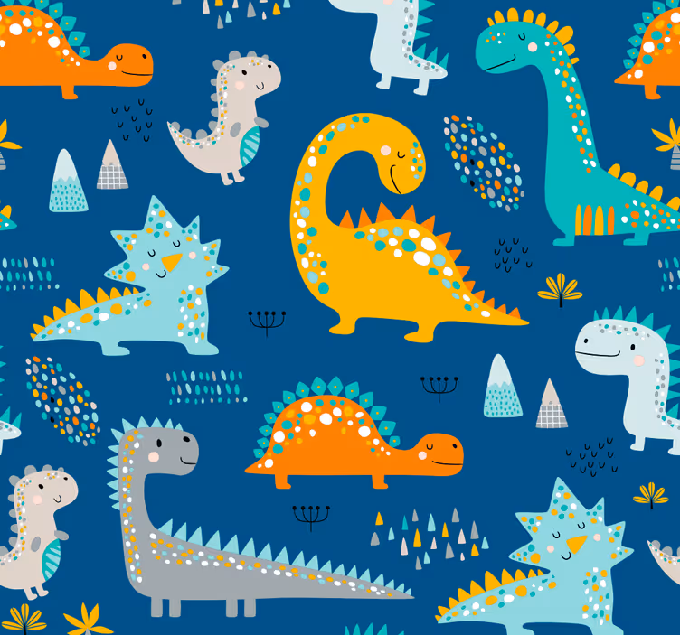 papier peint dinosaures style de dinosaures - TenStickers
