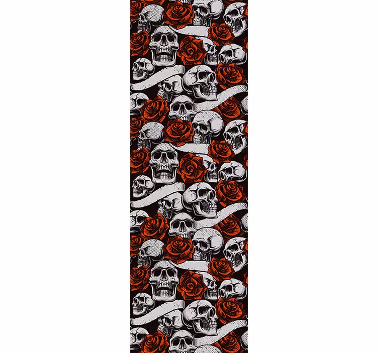 Papier peint floral crânes gothiques et fleurs - TenStickers