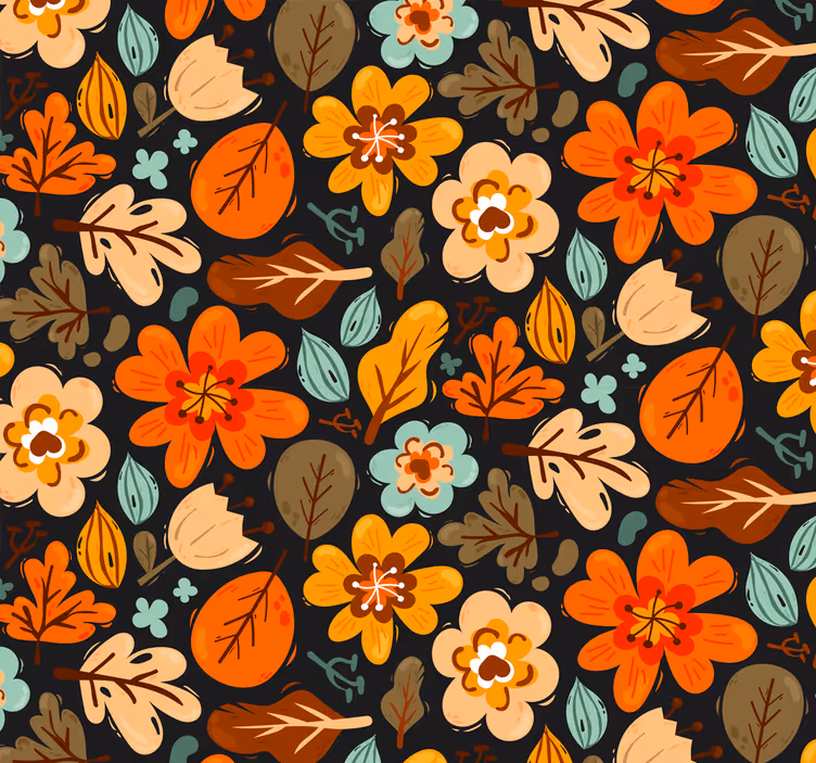 Papier peint fleuri élégant fleurs orange - TenStickers
