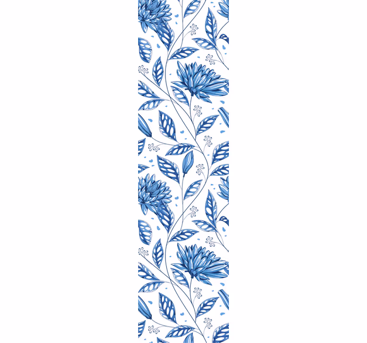 Papier peint floral inspiration florale bleue - TenStickers