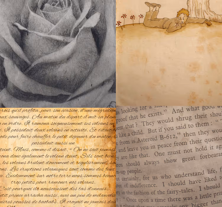 Papier peint texte collage du petit prince - TenStickers