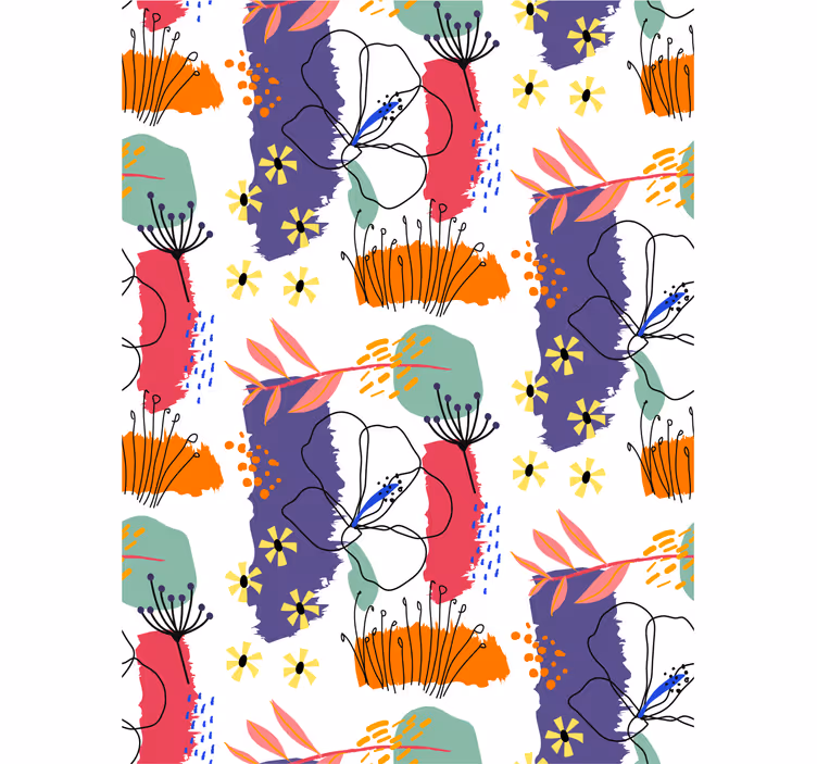 Papier peint floral modèle de croquis botanique - TenStickers