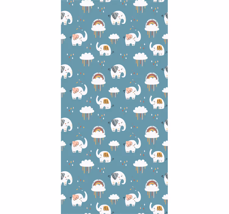 Papier peint éléphants et arcs-en-ciel - TenStickers