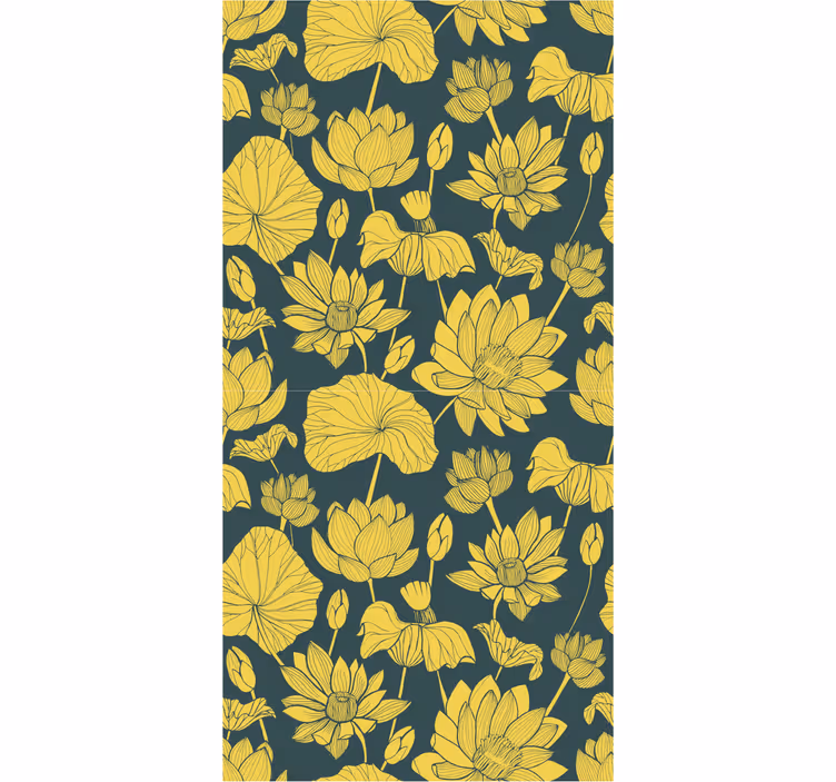 Papier peint floral illustration botanique de lotus - TenStickers