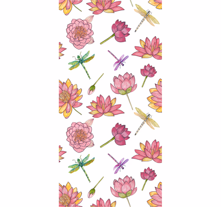 Papier peint floral fusion de libellules florales - TenStickers