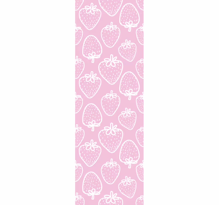 Papier peint rose fraises à pois - TenStickers