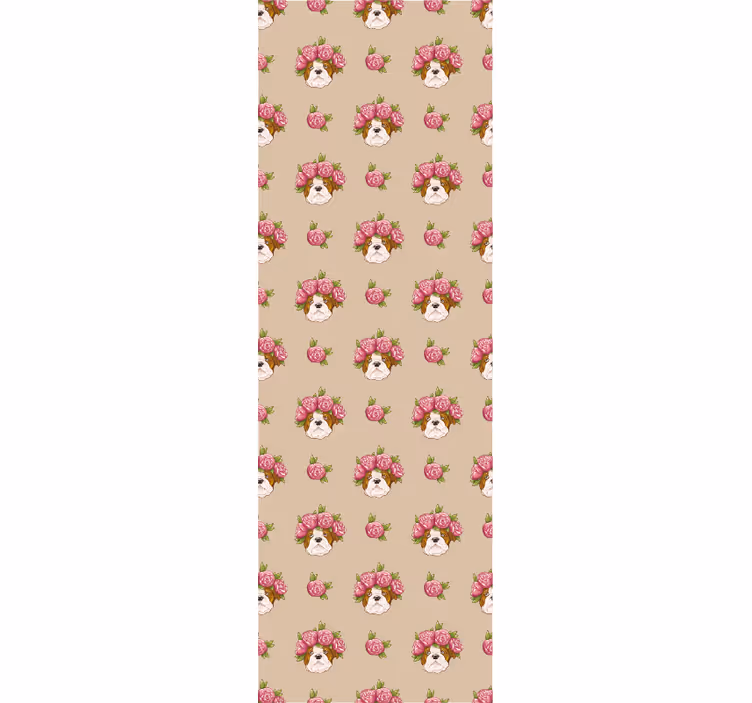 Papier peint chiens motif floral canin - TenStickers