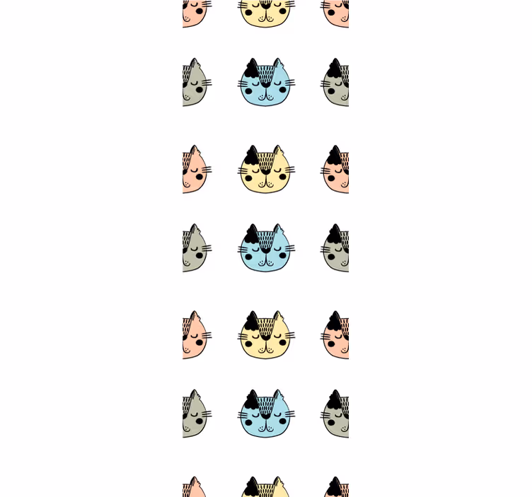 Papier peint chats visages de félins de dessins animés - TenStickers