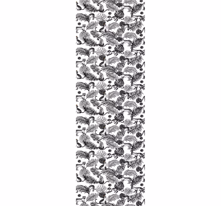 Papier peint jungle motif noir et blanc - TenStickers