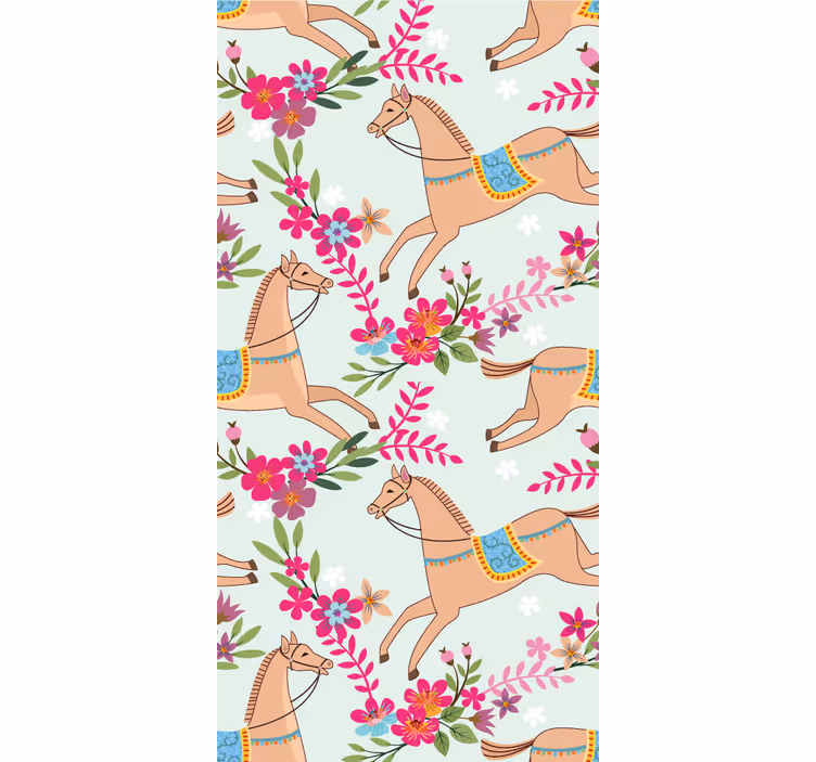 Papier peint animaux fleurs équestres - TenStickers