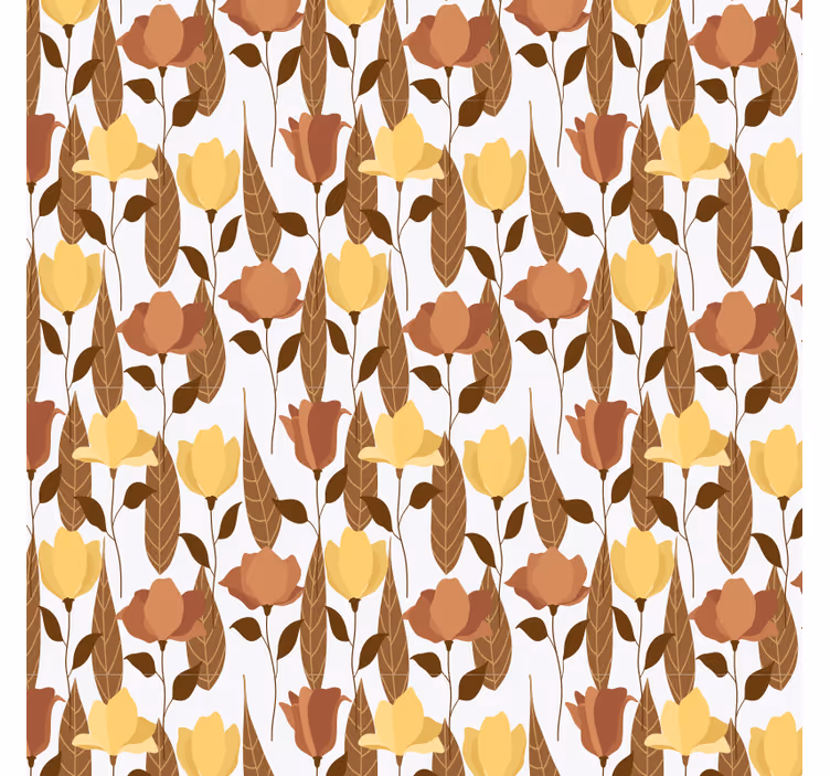 Papier peint floral motif tons bruns - TenStickers