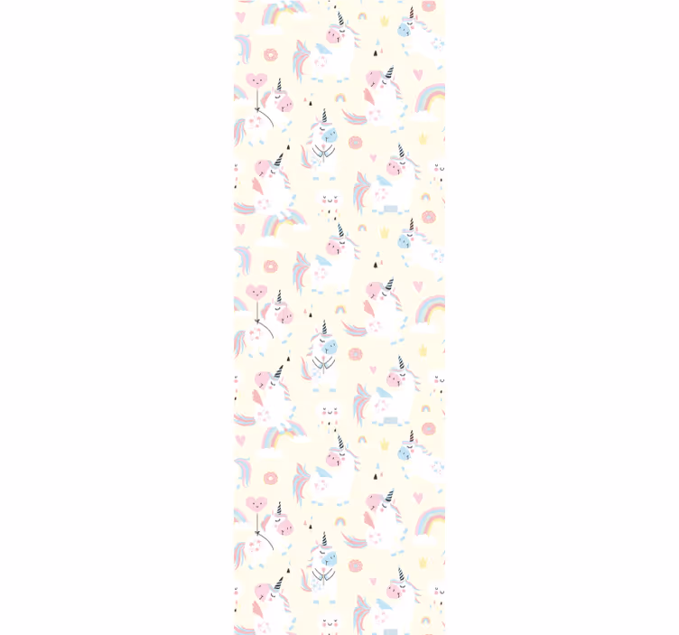 Papier peint chambre bébé licornes et arcs-en-ciel - TenStickers