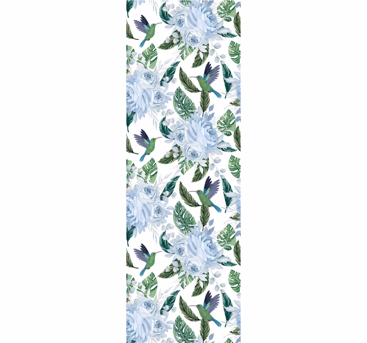 Papier peint floral motif botanique de colibri - TenStickers